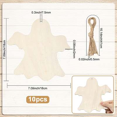 Halloween Theme Unfinished Wood Pendant Decorations HJEW-WH20003-47B-1