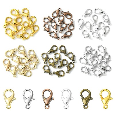 60Pcs 6 Colors Zinc Alloy Lobster Claw Clasps PALLOY-YW0001-81-1