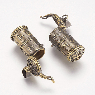 Brass Prayer Box Pendants KK-E737-44AB-1