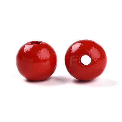 Painted Natural Wood Beads WOOD-A018-16mm-12-1