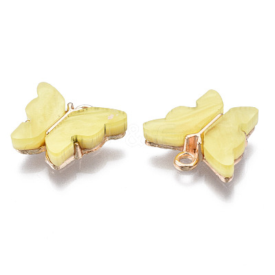 Alloy Acrylic Pendants X-ENAM-R136-01D-1