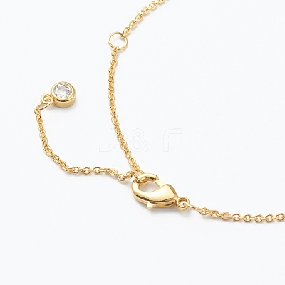 Brass Micro Pave Clear Cubic Zirconia Pendant Necklaces NJEW-E153-01R-1