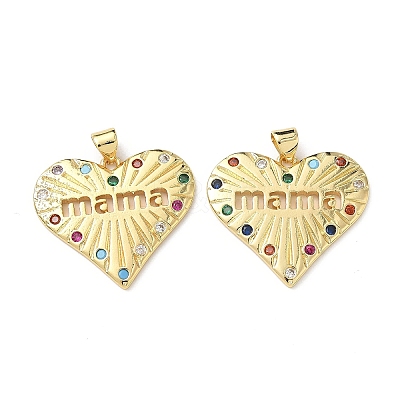 Brass Micro Pave Cubic Zirconia Pendants KK-L243-14G-03-1