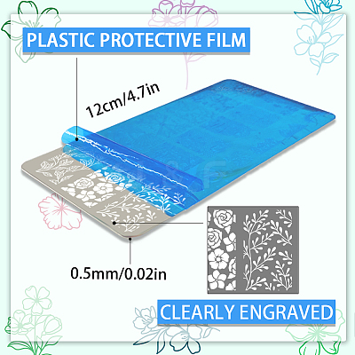 Stainless Steel DIY Nail Art Templates MRMJ-WH0098-011-1
