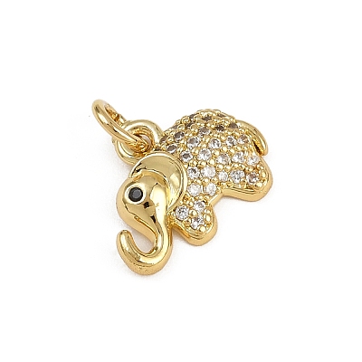 Brass Micro Pave Cubic Zirconia Elephant Charms KK-D409-41G-D-1