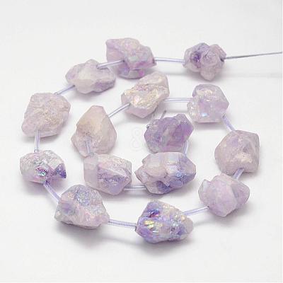 Electroplated Natural Amethyst Bead Strands G-G937-L-02-1
