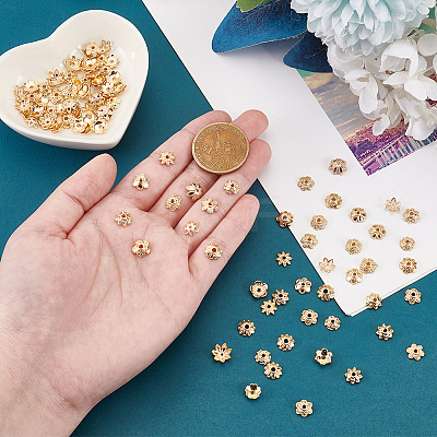 100Pcs 10 Styles Brass Bead Caps KK-PH0006-60-1