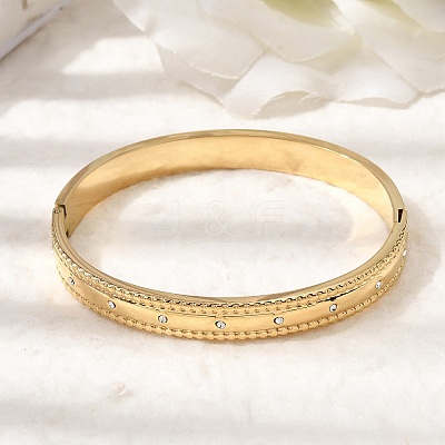 304 Stainless Steel Rhinestone Hinged Bangles for Women BJEW-B168-16G-1