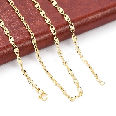 Brass Oval Link Chains Necklace for Women X-NJEW-P265-25G-1