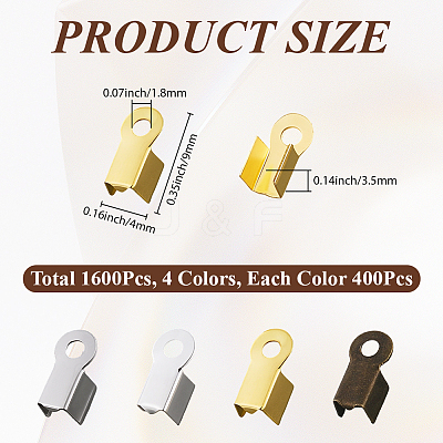 1600Pcs 8Bags 4 Colors Iron Folding Crimp Ends IFIN-CL0001-10-1