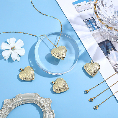 4Pcs Brass Heart Locket Pendants NJEW-ME0001-19-1