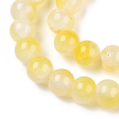 Crackle Baking Paint Imitation Jade Glass Beads Strands DGLA-T003-8mm-03-1