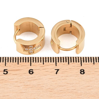 304 Stainless Steel Micro Pave Clear Cubic Zirconia Hoop Earrings EJEW-G457-03G-1