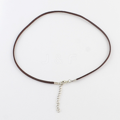 2mm Faux Suede Cord Necklace Making with Iron Chains & Lobster Claw Clasps NCOR-R029-02-1