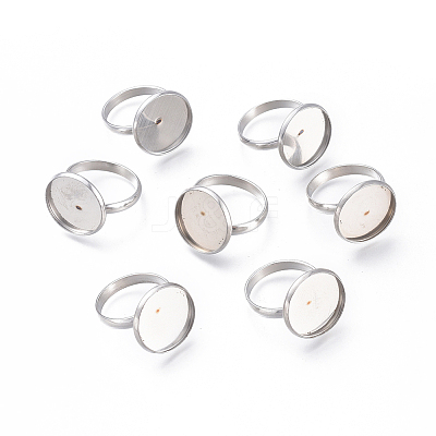 Tarnish Resistant Adjustable 304 Stainless Steel Finger Rings Components STAS-L193-P-16mm-1