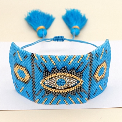 Friendship Eye Loom Pattern Seed Beads Bracelets for Women BJEW-Z013-15C-1
