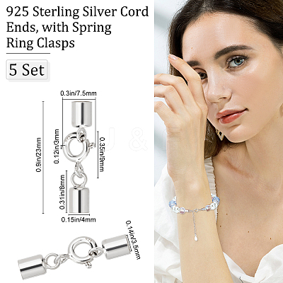 4 Sets 925 Sterling Silver Spring Ring Clasps STER-BBC0001-25-1