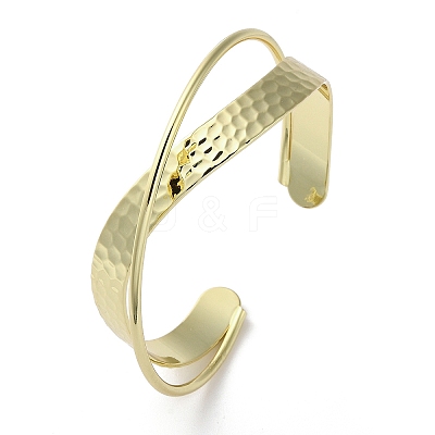 Rack Plating Brass Criss Cross Cuff Bangles BJEW-M039-02G-1