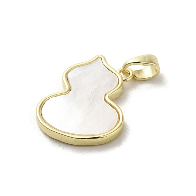 Brass Pave Shell Pendants KK-I708-14E-G-1