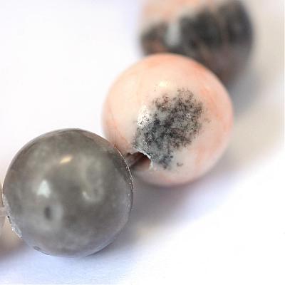 Natural Pink Zebra Jasper Round Beads Strands G-E334-6mm-11-1