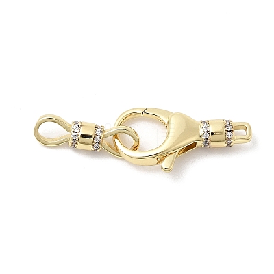 Brass Micro Pave Clear Cubic Zirconia Lobster Claw Clasps KK-Z137-17G-1