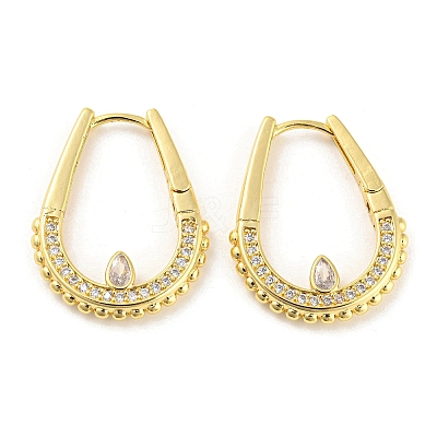 Brass Micro Pave Cubic Zirconia Hoop Earrings EJEW-C066-03G-1