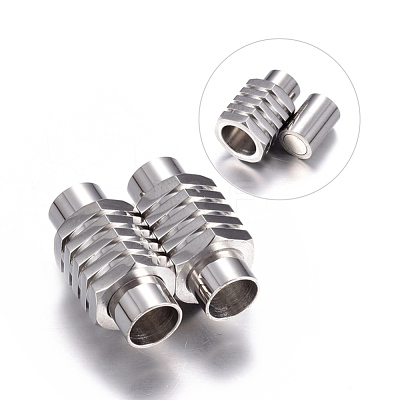 Tarnish Resistant 304 Stainless Steel Magnetic Clasps with Glue-in Ends STAS-H055-2-1