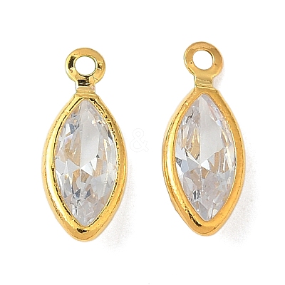Brass Micro Pave Cubic Zirconia Charms KK-S336-01G-B-1