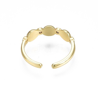Clear Cubic Zirconia Evil Eye Open Cuff Ring with Enamel for Women RJEW-N035-099-1