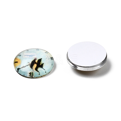 Clock Printed Glass Cabochons GGLA-A002-12mm-YY-1