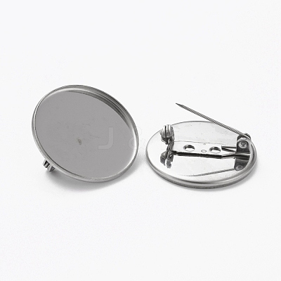 Non-Tarnish 304 Stainless Steel Brooch Cabochon Settings STAS-L253-010A-P-1