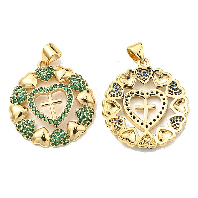Rack Plating Brass Cubic Zirconia Pendants KK-D026-13G-1