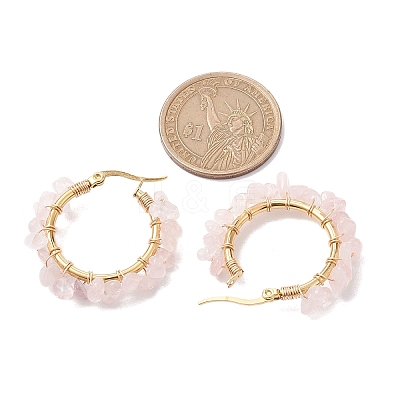 Natural Rose Quartz Hoop Earring EJEW-JE05709-01-1
