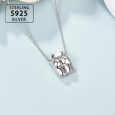 S925 Sterling Silver 3D Human Body Necklace Fashion Statement Jewelry TN0359-2-1