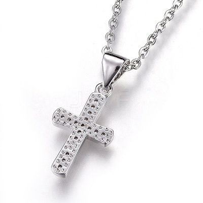 Brass Micro Pave Cubic Zirconia Pendant Necklaces NJEW-O108-30P-1