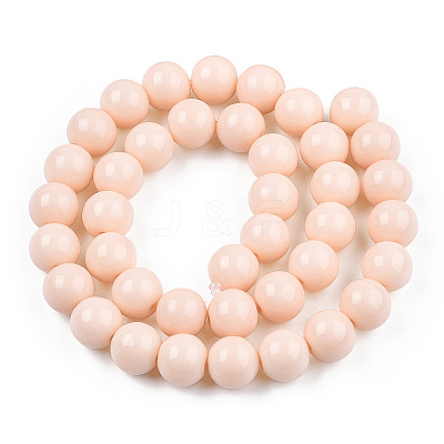 Opaque Solid Color Glass Beads Strands GLAA-T032-P10mm-09-1