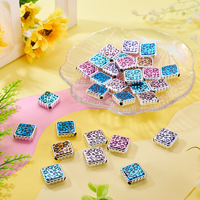 30Pcs UV Plating Printed Opaque Acrylic Beads OACR-TA0001-73C-1