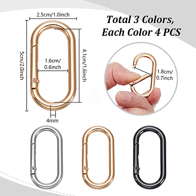 12Pcs 3 Colors Zinc Alloy Spring Gate Rings FIND-PH0059-73-1