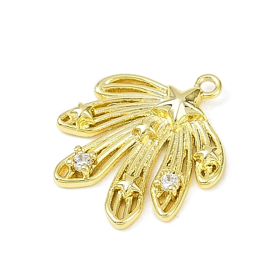 Brass Pave Clear Cubic Zirconia Pendants KK-L238-30G-1