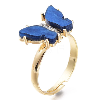 Adjustable Brass Micro Pave Clear Cubic Zirconia Finger Rings RJEW-I072-01A-1