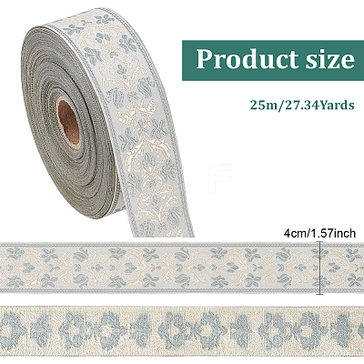Polyester Jacquard Flower Ribbon for Clothing Accessories OCOR-WH0090-73B-1