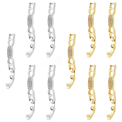 10Pcs 2 Colors Bowknot Rack Plating Brass Clear Cubic Zirconia Watch Band Clasps ZIRC-DC0001-10-1