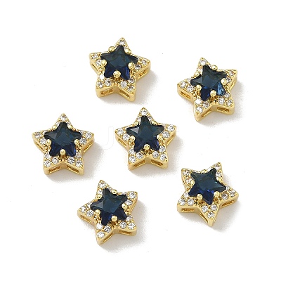 Brass Micro Pave Cubic Zirconia Slide Charms KK-D226-02G-1