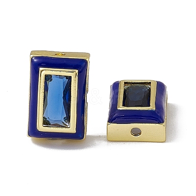 Rack Plating Brass Rectangle Beads KK-C007-14G-1