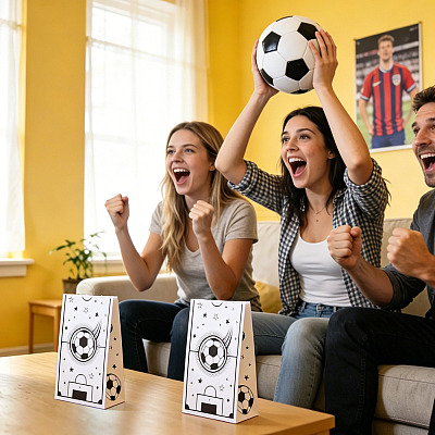 15Pcs Football Pattern Paper Bakery Bags ABAG-TA0002-32A-1