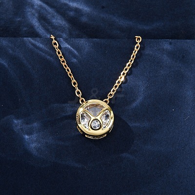 Brass Pave Cubic Zirconia Birth Stone Constellation Pendant Cable Chain Necklaces NJEW-D334-01G-03-1