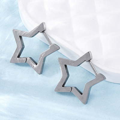 Tarnish Resistant 304 Stainless Steel Star Huggie Hoop Earrings STAS-H156-05P-1