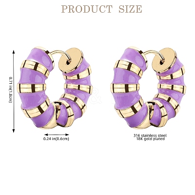 Enamel Striped Thick Hoop Earrings JE1110G-1