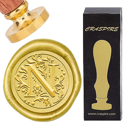 Brass Wax Seal Stamps with Wood Handle AJEW-WH0412-0247-1