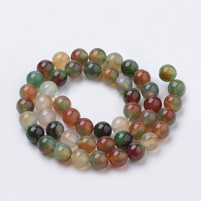 Natural Peacock Green Agate Beads Strands X-G-S259-16-8mm-1